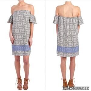 Philosophy Medallion Print Off the Shoulder Dress